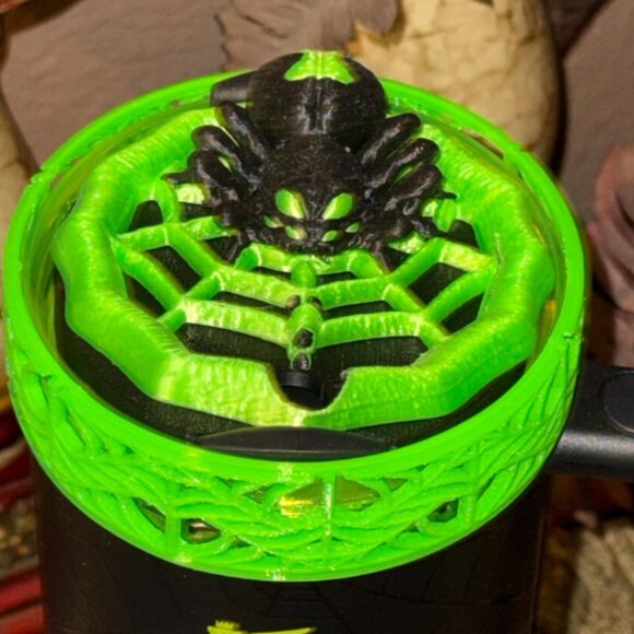 Neon Green Spiderweb Tumbler Topper, Boor or Halo, Stanley Accessories Web Glow - Picture 3 of 10